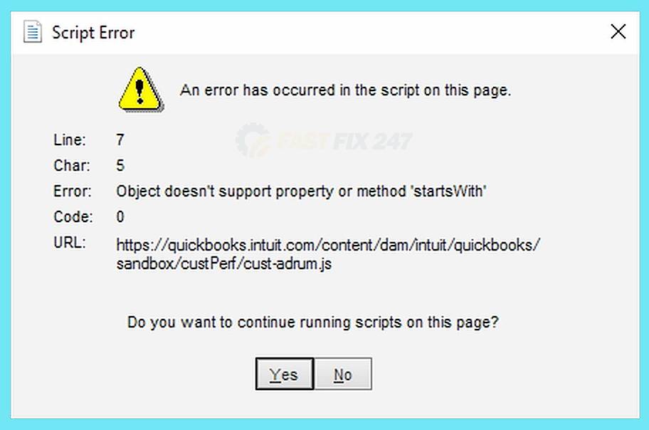 screenshot quickbooks script-error